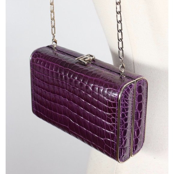 New Ralph Lauren Purple Label Collection bag real alligator clutch shoulder 12k - Picture 3 of 13